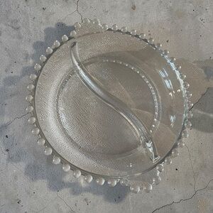 Candlewick by Imperial Glass, small, divided relish dish, curved center divider